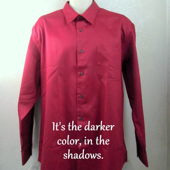 MEN'S DARK RED SHIRT, XL, 17.5" x 35" DRESS or CASUAL LONG SLEEVE- NWOT, HOLIDAY - Picture 5 of 7